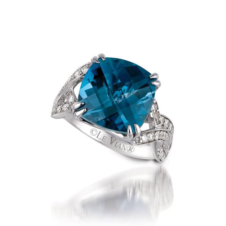 Limited Quantities! Levian Grand Sample Sale 1/2 Ct. T.w. Genuine Blue Topaz Cocktail Ring In 14k Gold