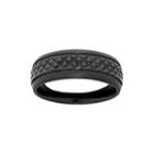 Mens Textured Black Zirconium Wedding Band