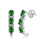 Diamond Accent Green Chrome Diopside Sterling Silver Drop Earrings