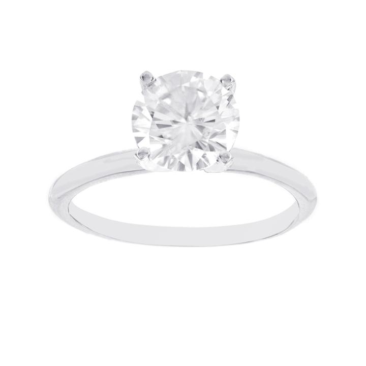 Womens 1/2 Ct. T.w. Round White Moissanite 14k Gold Solitaire Ring