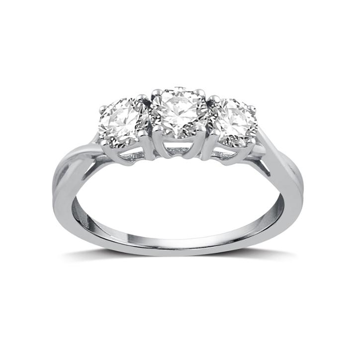 1 Ct. T.w. Round White Diamond 10k Gold 3-stone Ring