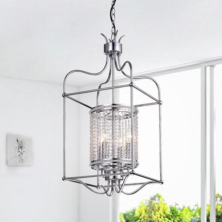 Dafne 4-light 13-inch Chrome Box Cage Pendant
