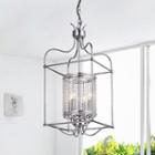 Dafne 4-light 13-inch Chrome Box Cage Pendant