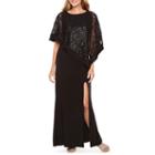 R & M Richards 3/4 Sleeve Embellished Evening Gown