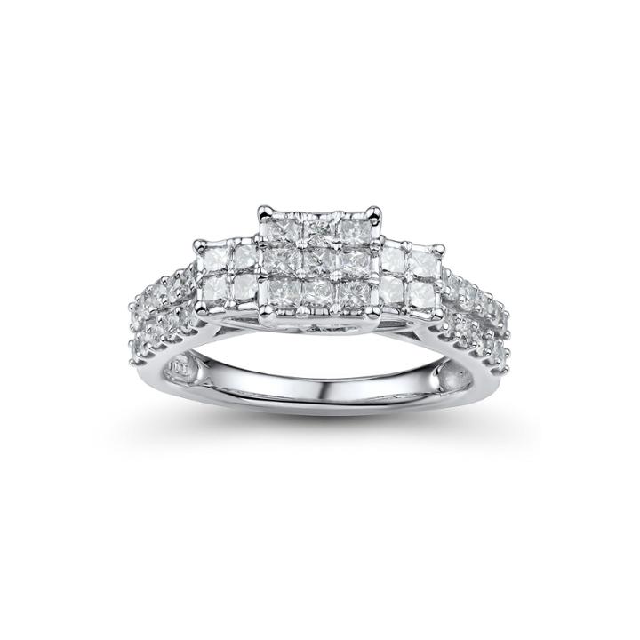 1 Ct. T.w. Diamond 10k White Gold Princess-cut Multi-top Ring