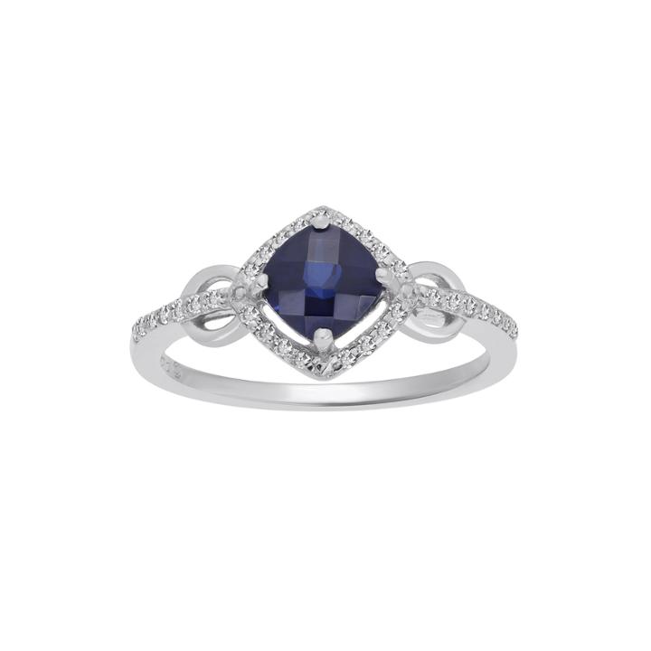 Lab-created Sapphire And 1/7 Ct. T.w. Diamond Sterling Silver Ring