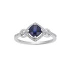 Lab-created Sapphire And 1/7 Ct. T.w. Diamond Sterling Silver Ring