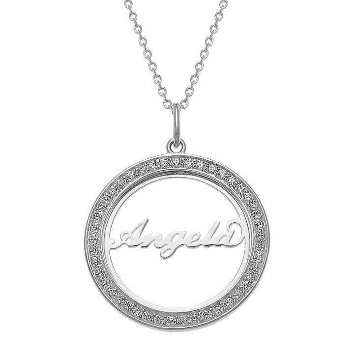 Womens Simulated White Cubic Zirconia Sterling Silver Pendant Necklace