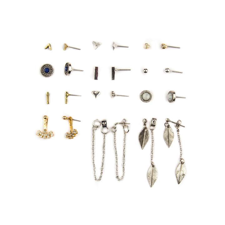 Arizona 9-pr. Leaf Ball Heart Bar Earring Set