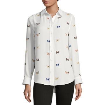 Como Blu Long Sleeve Button Front Blouse