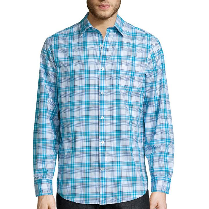 Claiborne Long Sleeve Plaid Button-front Shirt