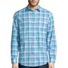Claiborne Long Sleeve Plaid Button-front Shirt