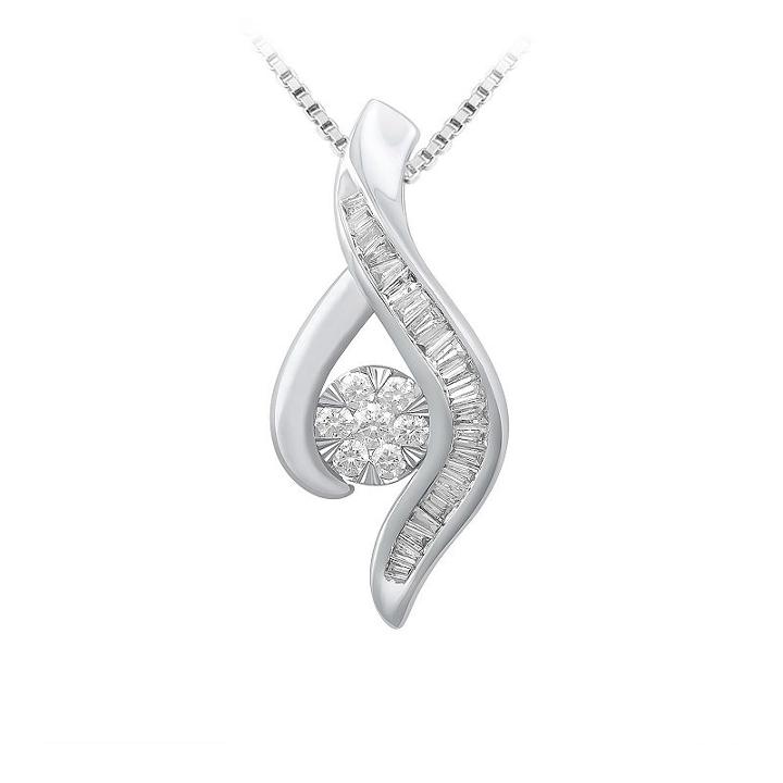 Diamond Blossom Womens 1/4 Ct. T.w. Genuine White Diamond 10k Gold Pendant Necklace