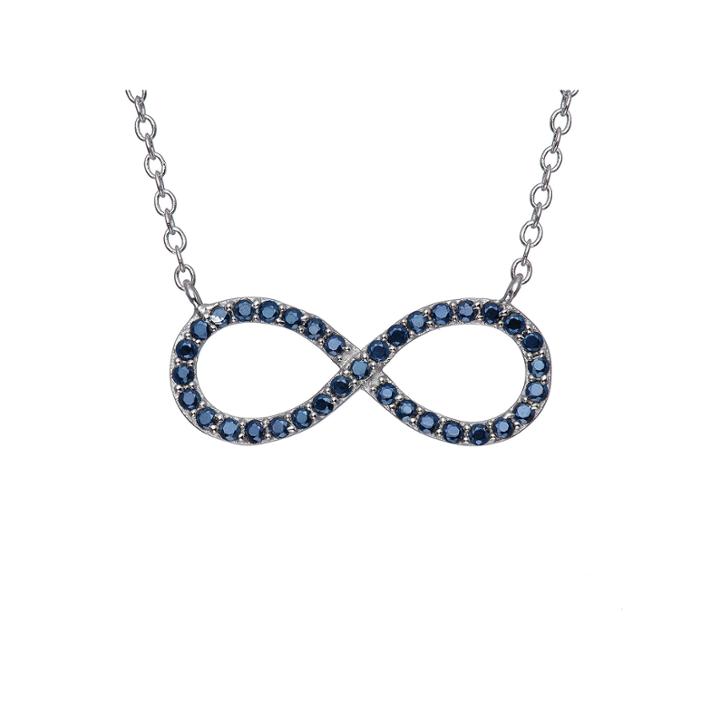 Simulated Blue Sapphire Sterling Silver Infinity Necklace
