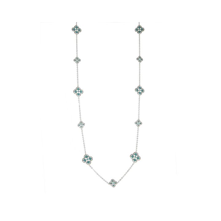 Jardin Silver-tone Crystal Filigree Trefoil Necklace