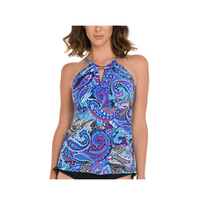 Trimshaper Trimshaper Paisley Tankini Swimsuit Top