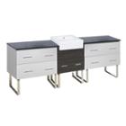 96.25-in. W Floor Mount White-dawn Grey Vanity Setfor 3h8-in. Drilling Black Galaxy Top