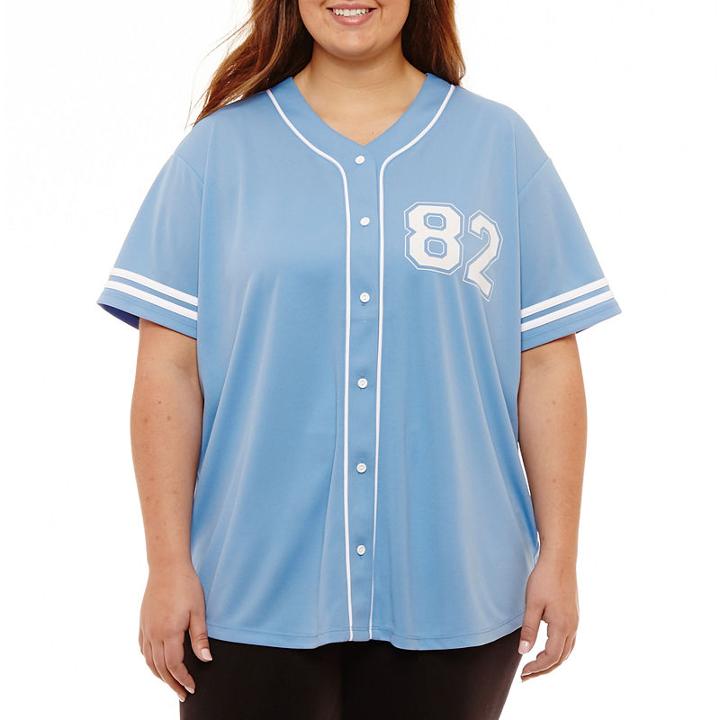 Flirtitude Short Sleeve V Neck Graphic T-shirt-juniors Plus