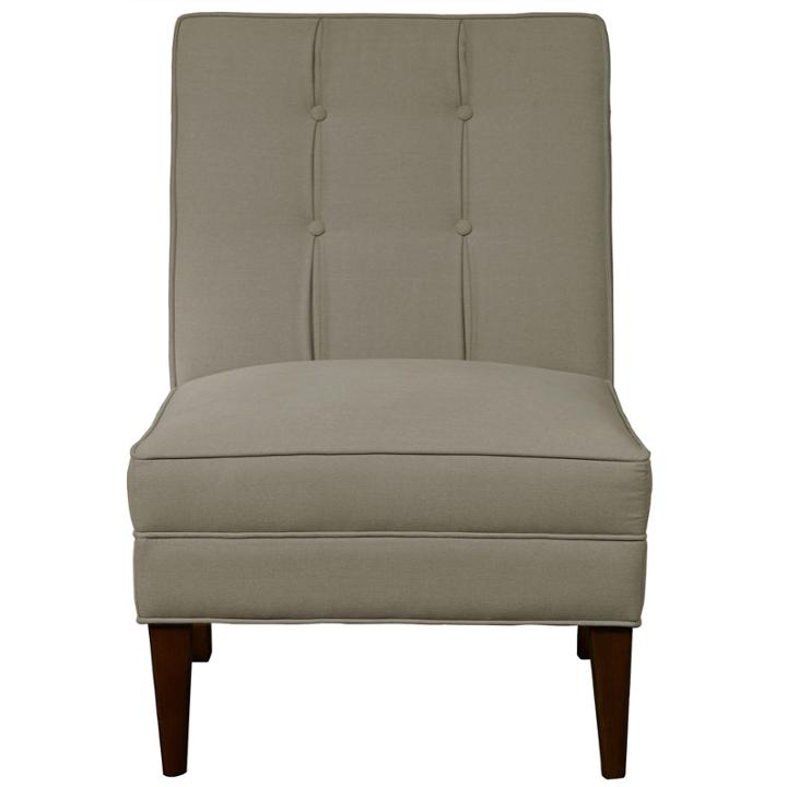 Armless Button Back Accent Chair In Fresh Dove