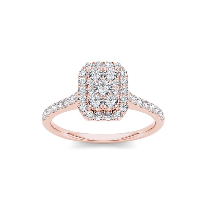 3/4 Ct. T.w. Diamond 10k Rose Gold Square-shaped Engagement Ring