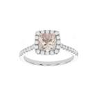 Blooming Bridal Genuine Cushion-cut Morganite And Diamond 14k White Gold Ring