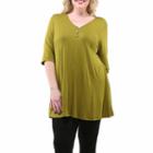 24/7 Comfort Apparel Henley Tunic Top-plus
