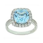 Blue Topaz & Lab-created White Sapphire Sterling Silver Ring