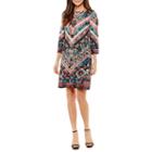 London Style 3/4 Sleeve Chevron Sheath Dress-petite