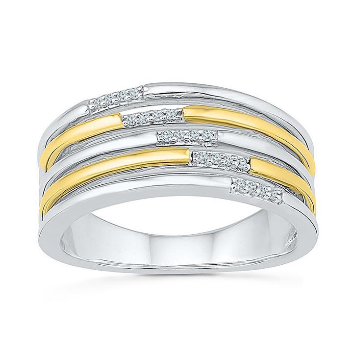 Womens Diamond Accent Genuine Diamond White 10k Gold Over Silver Cocktail Ring