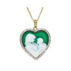 Crystal 14k Gold Over Silver Green Resin Cameo Pendant Necklace