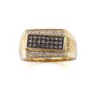 Mens 1/2 Ct. T.w. Champagne And White Diamonds 10k Yellow Gold Ring