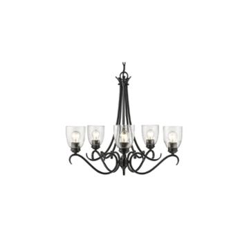 Parrish 5-light Chandelier In Black With Seeded Glass