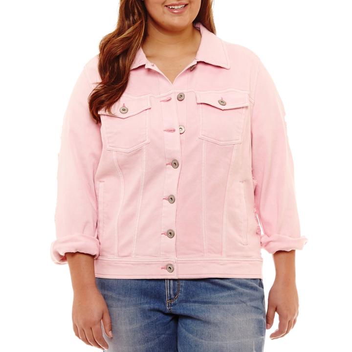 Arizona Destructed Boyfriend Denim Jacket-juniors Plus