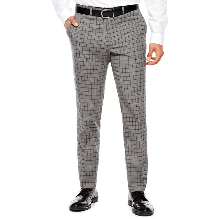 Nick Graham Grey Windowpane 2-pc. Suit Sets-slim