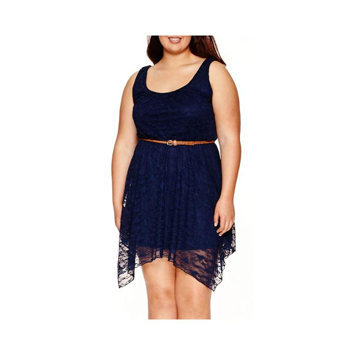 Love Reigns Sleeveless Lace Sharkbite Dress - Juniors Plus