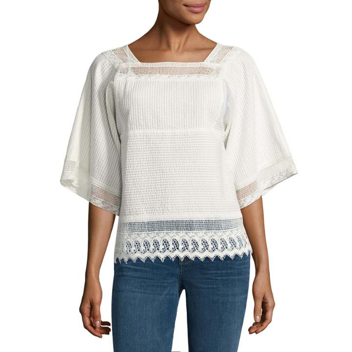 A.n.a Lace Flutter Sleeve Blouse