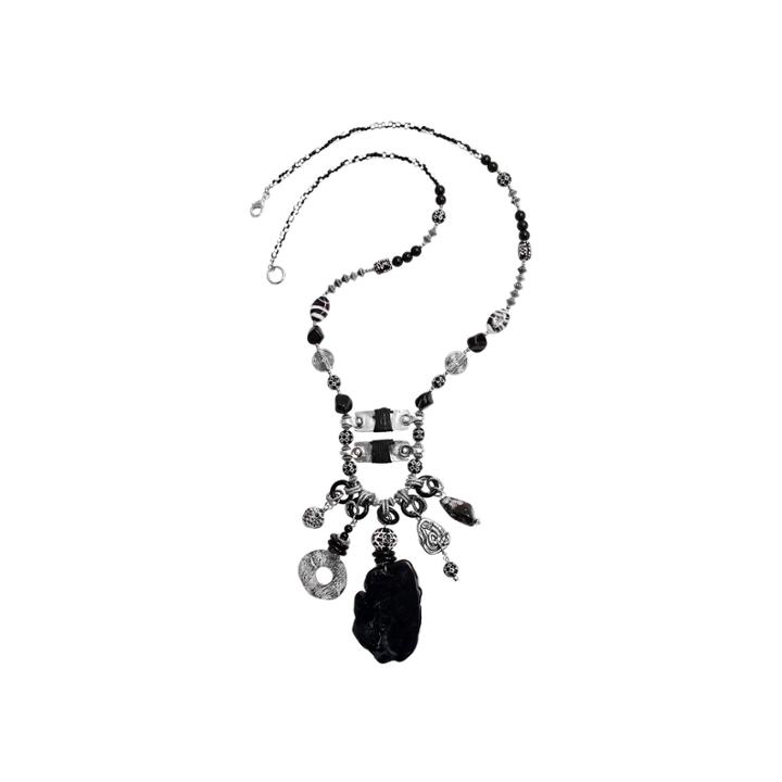 Aris By Treska Acrylic Stone Sterling Silver Pendant Necklace