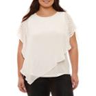 Alyx Short Sleeve Round Neck Woven Embroidered Blouse-plus