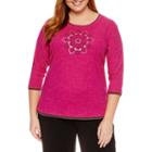 Made For Life 3/4 Sleeve Crew Neck T-shirt-womens Plus