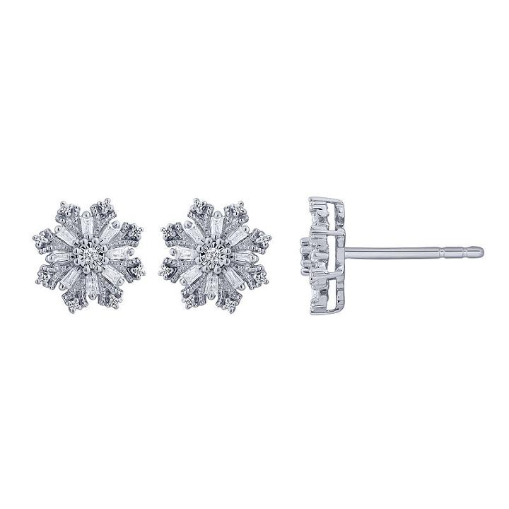 1/8 Ct. T.w. Genuine White Diamond 9.5mm Stud Earrings