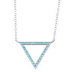 Simulated Blue Topaz Sterling Silver Open Triangle Necklace