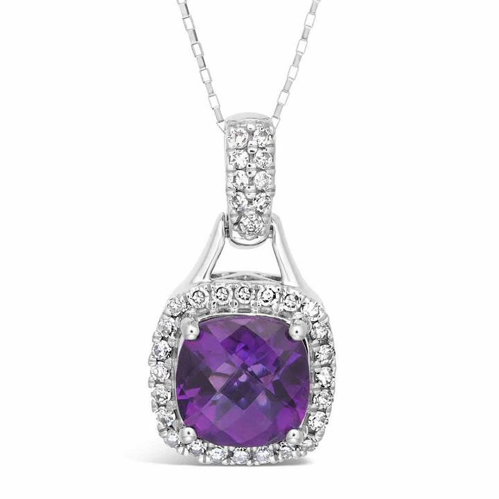 Womens 1/5 Ct. T.w. Genuine Purple Amethyst Pendant Necklace