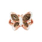 14k Rose Gold Over Sterling Silver Crystal-accent Butterfly Ring