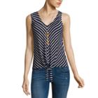 By & By Sleeveless V Neck Jersey Blouse-juniors