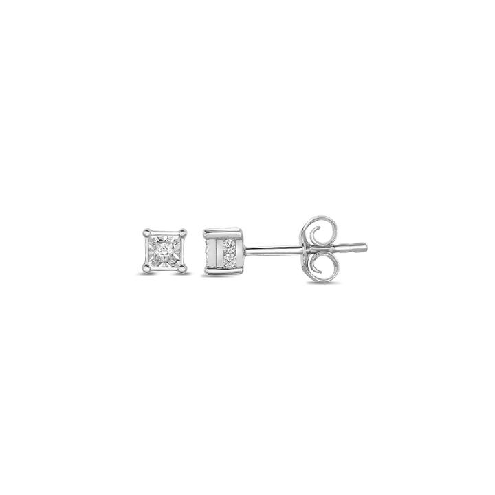 True Miracle 1/6 Ct. T.w. Princess White Diamond 10k Gold Stud Earrings