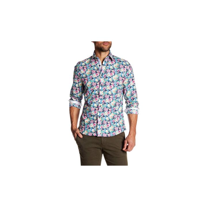 Tr Premium Bright Floral Pattern Slim Fit Dress Shirts