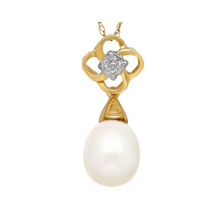 Cultured Freshwater Pearl And Diamond-accent Drop Pendant Necklace