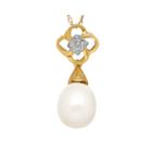 Cultured Freshwater Pearl And Diamond-accent Drop Pendant Necklace