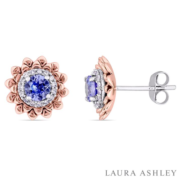 Laura Ashley Purple Tanzanite 10k Gold Ear Pins