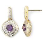 Gold-plated Sterling Silver Amethyst & Diamond-accent Earrings